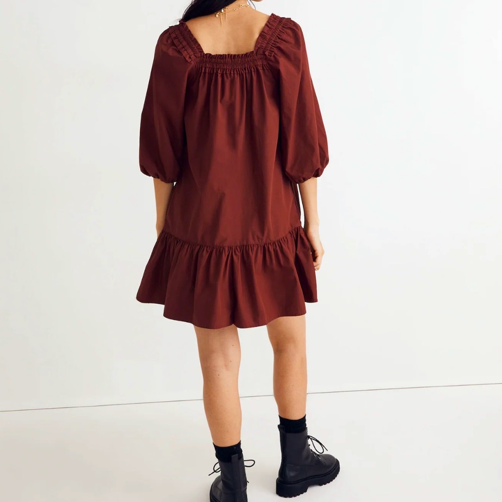 Madewell Rust Mini Peasant Dress